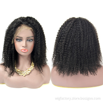 No Chemical Processing virgin brazilian hair afro wig, 13*4 lace frontal brazilian wigs human hair